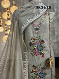 Saira   , Pure Jamdani Kurta With Kantha work salwar suit material for women -SPAR001MB