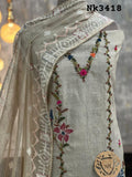 Tarasha  , Pure Jamdani Kurta With Kantha work salwar suit material for women -SPAR001MA