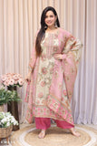 Pure Crush Tissue Silk Heavy Hand Work ALine Kurti Pant Dupatta -DP001SS