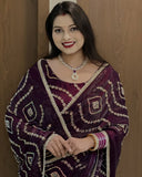 Pooja , Soft Fandy Satin Silk Saree with Stitched Blouse for women -JAI001FS