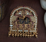 Ananthashayi Vishnu Pendant with Jadau Kundan Work in Antique Gold Finish -SONA001AV