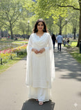 S&Z CHIKANKARI , Holi Special Pure White Kurti Palazzo and Dupatta-RIDA001KPD