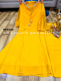 Yellow Premium Mul Chanderi A-Line Kurta Set for women -SOC001YKS