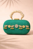 Gaj Ghungroo collection Designer Lustrous Green Clutch for Women -AKSH001GRC