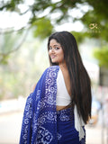 Banani , Beautiful Batik Printed Blue Georgette Saree for women -DEEP001BS