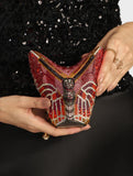 Red Butterfly , Stone studded Butterfly Design Clutch Bag for Women -AKSH001BCA