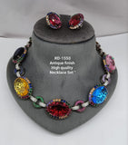 Tarasha , elegant Designer Multi shade stone necklace set for women -JAYDU001MS