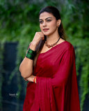 South Indian Celebrity Anushree Inspired Plain modal silk with Zari pallu-KERAL001AS