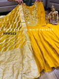 NP4223 Yellow Premium mul chanderi anarkali kurta with  pant and dupatta -SOC001YS