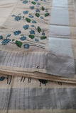 Lotus Printed Stripes Woven Kerala Cotton Saree with Blouse -DIYA001KS