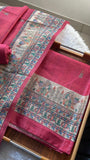 Earthy Pink shade Digital Madhubani Printed Tussar Top &  Dupatta with Bottom-DIYA001PT