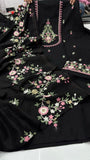 Black shade Pure roman fabric shirt with work -FASHION001BM
