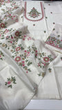 White shade Pure roman fabric shirt with work -FASHION001WM