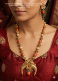 Dhanalakshmi , Matte Gold Finish Kemp Coral Beads Necklace Set for women -LUCKY001CM