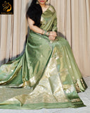 Pastel Green shade Beautiful Soft  Mysore crape silk saree for women- TREND001GM
