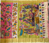 Sushmita , Pink and Green combination  Pen Kalamkari Banglore silk saree for women -SACHI001PK