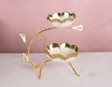 UNIQUE WHITE AND GOLD TWO TEIR BOWL WITH BEAUTIFUL STAND FOR TABLE DECOR-ANUB001FBT&nbsp;