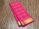 Ashmika , Pink  Golden Cheqered Mysore Silk Saree for Women -SACHI001PMY