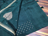 Green shade Soft Tussar Silk Saree with Blouse for women -SACHI001GT