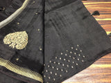 Black shade Soft Tussar Silk Saree with Blouse for women -SACHI001BLT