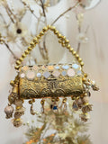 Hawana , elegant Golden Metal Celebrity Clutch with Mirror work -AKSH001CC