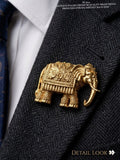 Gajveer , Antique Gold Finish Elephant Design Brooch for Men -SHAKI001BME