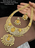 Lalitha , Antique Gold Finish Lakshmi Design Long Necklace Set with Diamond work for women -LUCK001LD