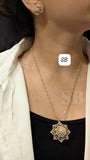 Golden Flowers , Beautiful flower shape Real  Gold Look Polish pendant  Set 24 inch chain-JAYDU001PC