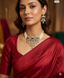 Yamini ,Elegant Gold Finish Kundan Choker Necklace with Beads-MEHER001CN