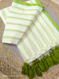 Sulakshana , Traditional  Pure Mul Cotton Pista Green Stripes  design trending saree -SRI001MCP