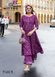 Purple Beautiful Rayon Print Kurti Palazo with Pocket-FOF001RKP