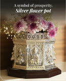 Beautiful 999 pure silver Covered Lakshmi Design Tulsi Pot / Silver Flower Vase -AKSH001PT