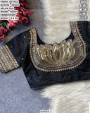 Black Lotus , Fully stitched Lotus Design Saree Blouse in Black shade -GARI001BLS