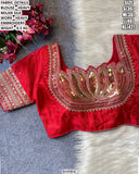 Red Lotus , Fully stitched Lotus Design Saree Blouse in Red shade -GARI001RS