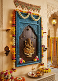 Brass Lord Ganesha Statue in a Wooden Frame for Wall Decor-HH001WDG