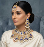 Neelima, Bridal Kundan Choker Necklace Set with Mangtika for women -SANDY001BS