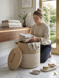 Round shape Big Size Jute Laundry Basket -AKSH001ROS