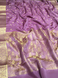 Manyatha  ,Onion Pink shade Pure Mysore silk saree with Golden Brocade work -SACHI001OP