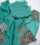 Crush georgette top with embroidery bootis and dupatta with delicate cutwork embroidery -DIA001SSBL