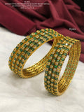 8 pcs Green and white AD stone Antique Gold Finish Bangles set for women -SHAKI001BSGR