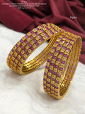 8 pcs Pink and white AD stone Antique Gold Finish Bangles set for women -SHAKI001BSPK