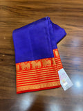 Bhairavi , Indigo Blue and Red Combination Kanjivaram Silk Saree with Majestic Lion Motifs on Borders-SACHI001BRL