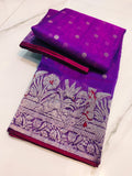 Angels and Birds , Designer Pure Katan Silk Saree for women -NAGMA001KSS