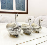 Silver Swans , Combo of 3 Different Sizes of German Silver Fruit Bowls -ANUB001SS