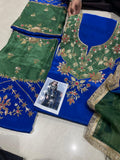 Green and Blue color combination Crape salwar suit material -SPARK001SSN