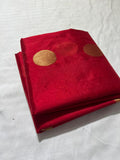Shobhika , Red Chanderi Silk Saree with Golden Polka Dots -SHABI001RPD