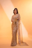 Golden Aura , New Trending Bollywood Block Buster Sequins Designer Net Saree for women -JAI001NS