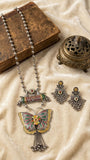 Yuva , Butterfly Design Oxidized Silver Finish Necklace Set for women -MUSKAN001OS