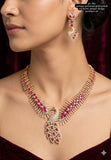 Anashwara , Antique Gold Finish Pink stone studded Necklace Set for women -LUCKY001PP