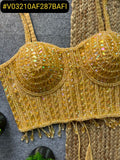 Ready to wear New Golden Beautiful Pearl Moti Spaghetti Blouse for women -DF001GB